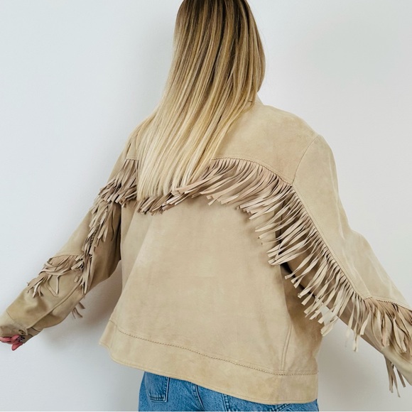 New Ralph Lauren Fringe Trim Suede Goat Leather Western Jacket MSRP $705 2X - Picture 10 of 16